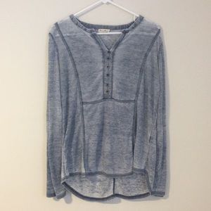 Jane and Delancey Distressed Blue 3/4 Sleeve Top